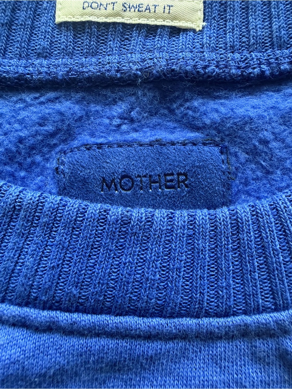 MOTHER Blue Cropped Crewneck Sweatshirt - Picture 2 of 4